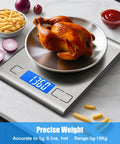 Five Pack Digital Kitchen Scale With 33lb Capacity, Stainless Steel 304, Backlit LCD, Tare Function, Accurate 1g 0.1oz Readings, cooking scene