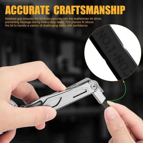 Person holding a multi-tool with the 21 Piece Double Ended Screwdriver Bit Kit For Leatherman Multi Tool Screwdrivers Go To Flat Bits