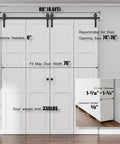 Heavy Duty Bi Folding Sliding Barn Door Hardware Kit With 6.6 Foot Track System For Up To 19 Inches Wide Four Door Openings