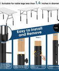 Premium Heavy Duty Folding Table Leg Extenders Six Adjustable Height Risers instructions for setup and installation.