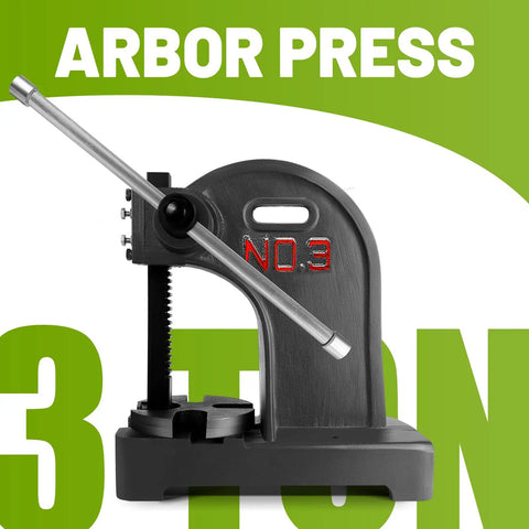 Rough And Ready Cast Iron Arbor Press With 3 Ton Manual Handwheel And 12 Inch Stroke Solid Desktop Bench Tool For Easy Stamping Punching And Precision Metalworking Tasks