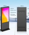 High Octane Outdoor Floor Standing Digital Signage Display features dimensions with shatter resistant glass and WiFi ports.