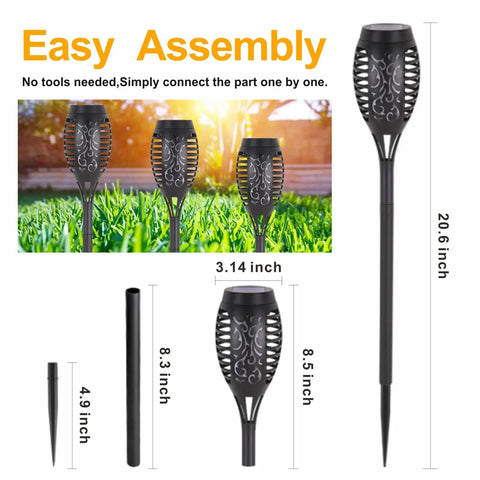 12 Pack Solar Torch Lights With Flickering Flame For Outdoor Decor Waterproof Garden And Pathway Lighting LED Flame Torches
