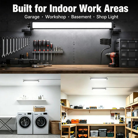 40W LED Shop Light With Remote Control 6500K Boss Level Bright Dimmable Garage Light illuminating workspaces