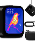 Pocket Sized Thermal Camera With Touchscreen No App Needed 80x60 Infrared Imager For Home Inspection Detect Hidden Cameras And Water Leaks Compact Handy Tool For Quick Leak Checks And Thermal Troubleshooting with infrared bird image display, cable, and carrying case