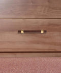 Walnut Cabinet Pulls Set 2 Pack Modern Long Handles for Kitchen and Bathroom Cabinets, 96mm Hole Spacing on wood drawer