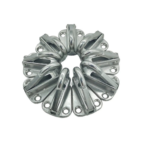 316 Stainless Steel Fender Hanger Set 4 Pack, arranged in a circle, includes heavy duty safety hooks with spring hooks and screws