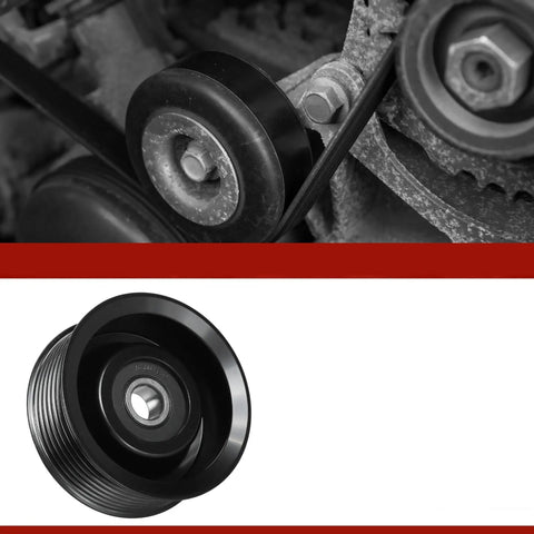 High Performance Drive Belt Tensioner Pulley For Nissan Frontier And Pathfinder Plus Infiniti Accessory Idler Wheel close-up view.