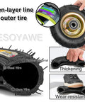 Heavy Duty Rubber Wheel Casters Set Of Four Dead Silent Shock Absorbing Roll Braked Swivel Or Locked Fixed Options Carry 440 Pounds Each Industrial Grade Tires shown in detail with ten-layer tire structure.