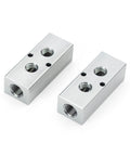 2 Way 4 Port Pneumatic Air Manifold Block 3/8 NPT And 1/4 NPT Aluminum Mounting Block For Air Compressor Outlet Kit 2 Pack