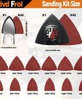 Trivd Frol oscillating tool blades and sanding kit; titanium blades with red sanding triangles for wood and metal