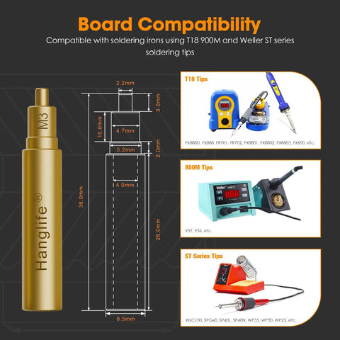 Top Shelf M3 Heat Set Threaded Inserts For 3D Printing Projects And Plastic Reinforcement featuring compatibility with T18 and Weller ST soldering tips.