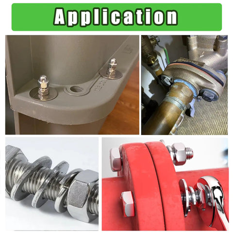 1000 Piece Flat Washers And Lock Washers Assortment Kit In 9 Metric Sizes M2 To M12 made from 304 Stainless Steel in use applications