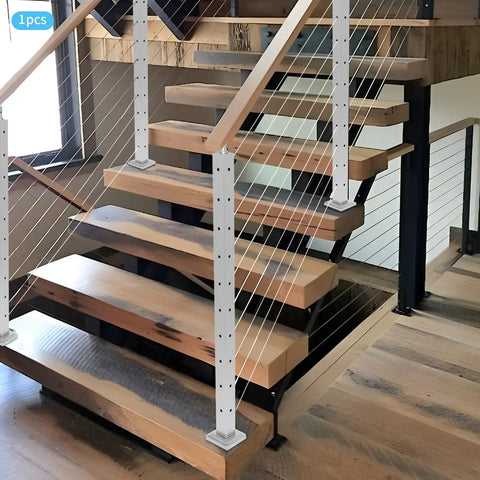 Tough As Nails 42 Inch Stair Handrail Post Made From Real 304 Stainless Steel With Pre Drilled Base for indoor wooden staircase.