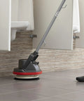 Side view of Multi Purpose Commercial Orbital Floor Cleaner For Hard Floors And Carpets, Random Orbital Drive in use on tiled floor
