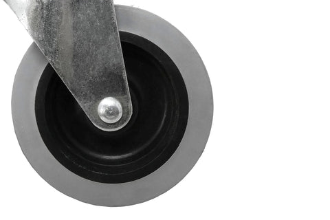Close-up of 3-Inch Swivel Stem Caster With Non-Marking TPR Rubber Wheel, metal construction, showing wheel and mount.