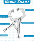 Workhorse 11 Inch Locking C Clamps 4 Pack Heavy Duty Steel with quick release handle and movable clamping tabs.