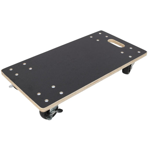 Heavy Duty 2 Pack Wooden Furniture Moving Dolly Set With Rock Solid Plywood Build And Giant 1320 Lbs Capacity To Wheel Couches, Pianos, Fridges Or Washing Machines Like A Boss Using Super Smooth Wheels And Lockable Brakes, showing a dolly with smooth casters.