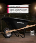 Heavy Duty Wheelbarrow Handle Set Built Tough From American Hardwood, Shock Absorbing Grips, One And Five Eighths Inch Fit, side view