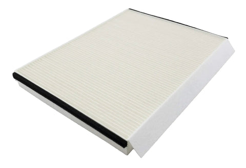 Cabin Air Filter For Volvo VNL Trucks 2002 And Up Two Pack Direct Replacement displayed at an angle, white with black edges