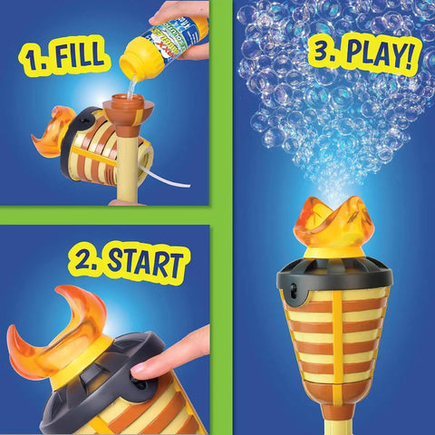 Steps to use 4 Feet Tall Bubble Machine With Lights And Music For Outdoor Parties, Rechargeable Bubble Blower With Wand