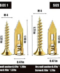 Bulk Self Drilling Drywall Anchors With Screws Kit 500 Pieces Holds Up To 66 Lbs For Picture Frames Shelves Lamps Clocks And More No Drill Needed 0.47x1.57 Inch Size Fits Three Eighths Inch One Half Inch Or Five Eighths Inch Gypsum Wallboard Ideal Home