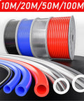 Heavy Duty Pneumatic Hose 50 Meter Length Transparent PU Air Line Tubing in various colors and sizes on display.