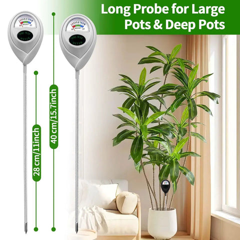 Deep Probe Soil Moisture Meter With 11.02 Inch Long Sensor For Indoor Outdoor Plants Hygrometer Water Monitor Indicator Pro Grade Two Pack Great For Large Pots Flowers Gardening Farming
