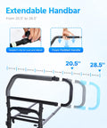 Extendable handle of Bedside Safety Rail for Seniors and Recovery Adjustable Bed Assist Rail with Retractable Height Fits Thick Mattresses Supports Up to 300 Lbs Easy In and Out Fall Prevention Post Surgery Help