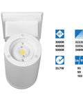 Dorado 35W Round LED Wall Mount Outdoor Cylinder Light 3000K White Easy On The Power Bill 90 Plus Lumens Per Watt Delivers 3,222 Lumens
