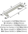 Monument Satin Nickel Cabinet Pull Modern Drawer Handle For Cabinets Or Furniture 128 Mm Center To Center dimensions diagram.
