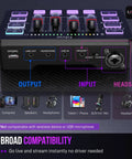Streaming Ready Gaming Audio Mixer With RGB PC Interface, ports view, XLR mic input, multiple output options