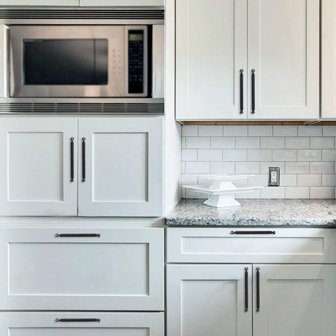 Six Pack 10 Inch Cabinet Pulls In Oil Rubbed Bronze, Zinc Alloy Drawer Handles For Kitchen Cabinets And Furniture on white cabinets