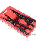 Beefy Heavy Duty 16 Inch Snap Ring Pliers Set For Internal And External Circlips Two Piece With Twelve Tips in red case.