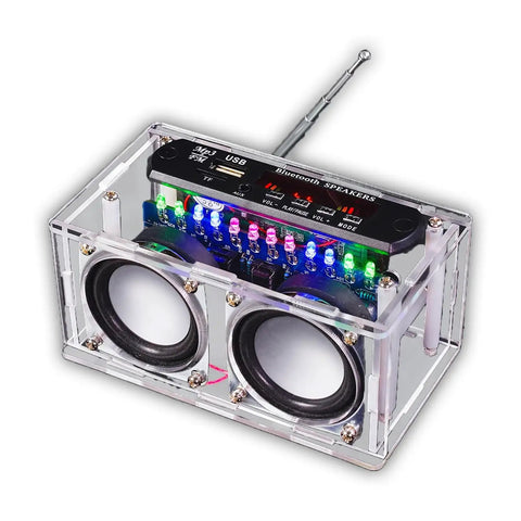 Radio DIY Soldering Kit Dope For Advanced Audio Projects With Transparent Acrylic Speaker Shell High Power Speaker LED Flashing Lights
