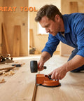 Person using Floor Gap Fixer Tool For Laminate And Hardwood Floors, Heavy Duty Suction Cup Gap Repair Kit with a widened striking face.