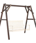 Heavy Duty A-Frame Porch Swing Stand For Outdoor Use Free-Standing Wooden Swing Frame With 660 Lb Capacity Carbonized Finish