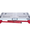 Heavy Hitter Portable Welding Table Folding Workbench 21 X 44 Inches with steel surface and clamping grid, closed position.