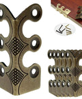 Heavy Duty Solid Brass Baseboard Corner Protectors Vintage Metal Table Edge Guards Rust Resistant Skirting Shield No Sweat Install Knockout Style Bronze Five Piece Set showing detailed design and included screws.