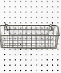 Small Pegboard Wall Mount Basket Organizer For Garage, Workshop Or Craft Room, Easy Install Coated Steel Wire Basket With Locking Hooks