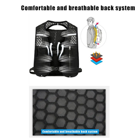Lightweight Hydration Backpack For Running And Cycling With Built In Water Reservoir And Breathable Back Panel, detail view