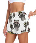 Cool Raccoons Wearing Sunglasses Womens Athletic Shorts 4 Way Stretch Quick Dry Breathable Beach Workout Shorts For Yoga Jogging Size Small Multicolored
