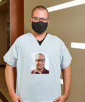 Person wearing custom tee with a portrait using Stretchable Heat Transfer Paper For Light Fabrics Inkjet Printer Ready 8.5 X 11 Inch Sheets 5 Count Easy Iron On Transfers That Stretch With Your Fabric Soft Feel Ideal For Custom Tees.