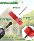 Assembly guide for 100mm 4 Hole Saw Set With 1.4 Inch Cutting Depth Bi Metal HSS Hole Cutter including parts drill bit and saw blade