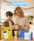 1000X Handheld Digital Microscope For Kids With USB Connection Real Time Live View Easy To Use Macro Zoom For Leaves Insects Coins Textures Fabrics And Stamps Kid Friendly STEM Toy In A Bright Blue Color, shown with box and accessories