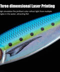 Close-up of Lead Vertical Saltwater Jig Lures Set Killer Pro Grade With Assist Hook And Treble Hook For Tuna Salmon Striped Bass Grouper Kingfish 15g 6 Pack Jigging Spoon Lures Realistic 3D Laser Coated Finish with detailed texture and colors.