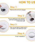 Installation steps for Pop Up Sink Stopper For 1.1 To 1.5 Inch Drains, Stainless Steel Hair Catcher Drain Filter, Easy Install Chrome Finish.
