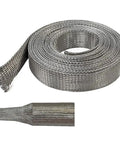 1 Inch Flat Tinned Copper Shielding Sleeve For Flexible EMI RFI Protection, Braided Wire Mesh, 0.64 Inch Diameter, 50 Feet Long