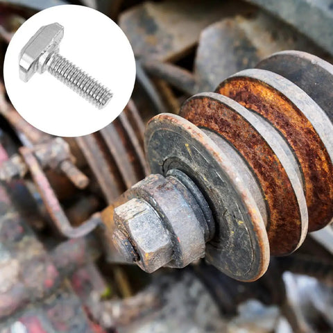 50 Piece M8x25 T Slot Hammer Head Bolt And Tee Nut Kit For Aluminum Extrusion Frames Build With Hella Sturdy Carbon Steel Construction And No Sweat Installation For 3D Print Shop Builds with close-up of bolt and pulley.