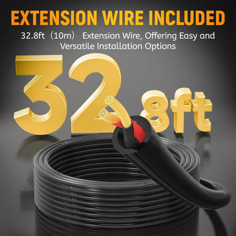 32.8ft extension wire for 12 Pod White Rock LED Underglow Lights Kit 6000K Pure White IP68 Waterproof For Trucks, SUVs, UTVs, ATVs